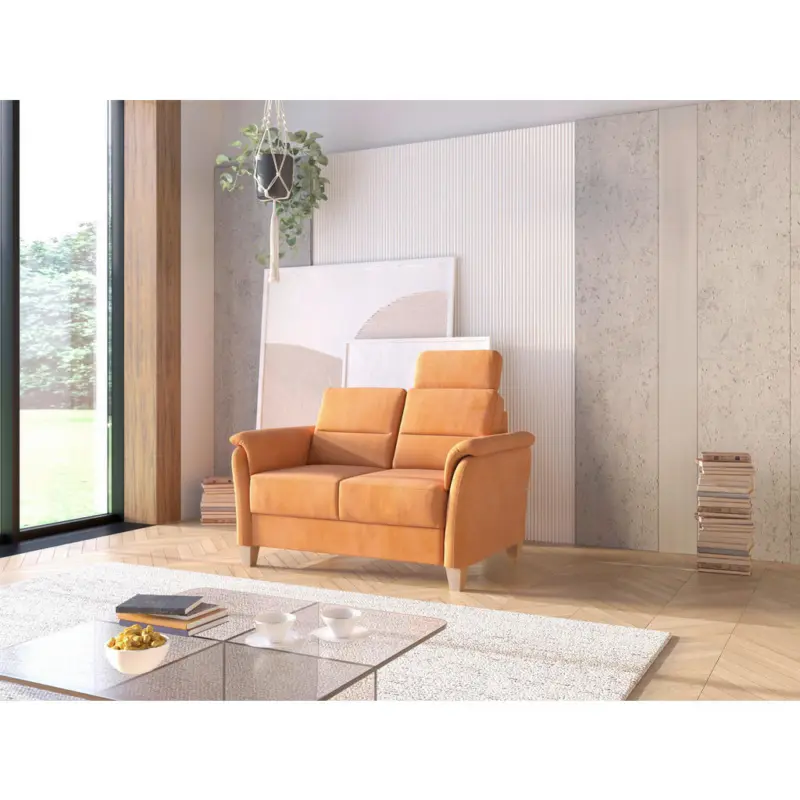 2-Sitzer-Sofa Palmera V in Flachgewebe Terracotta