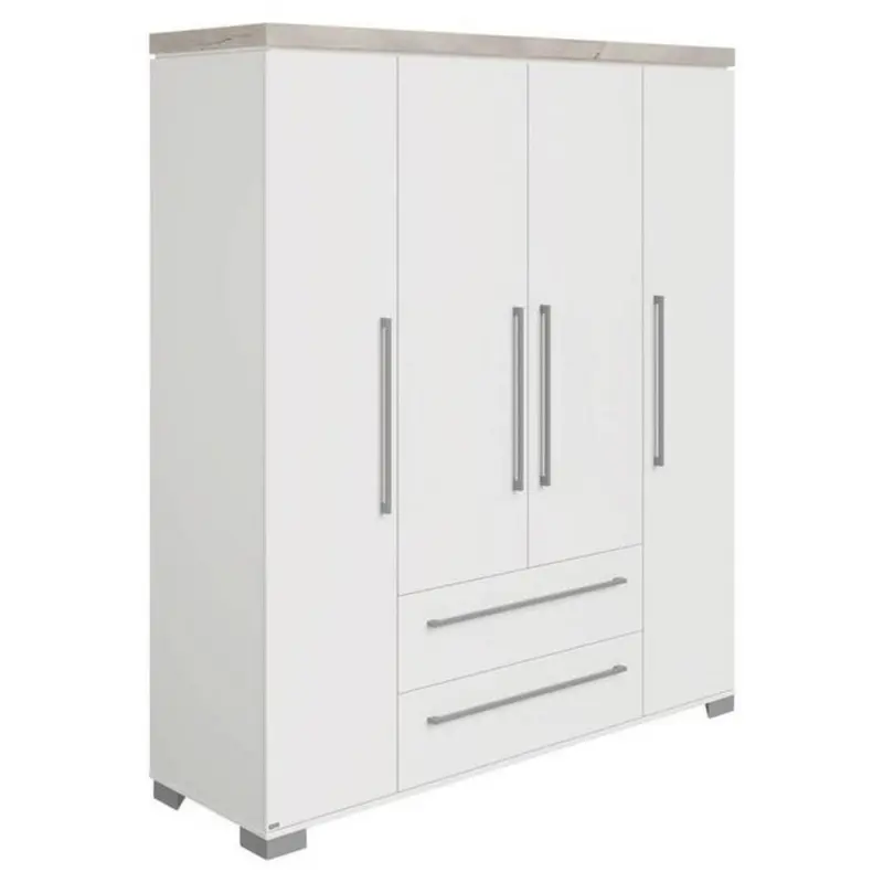 Dreht&uuml;renschrank in Wei&szlig;, Silbereichenfarben