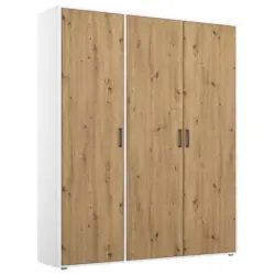 Dreht&uuml;renschrank in Wei&szlig;, Eiche Artisan