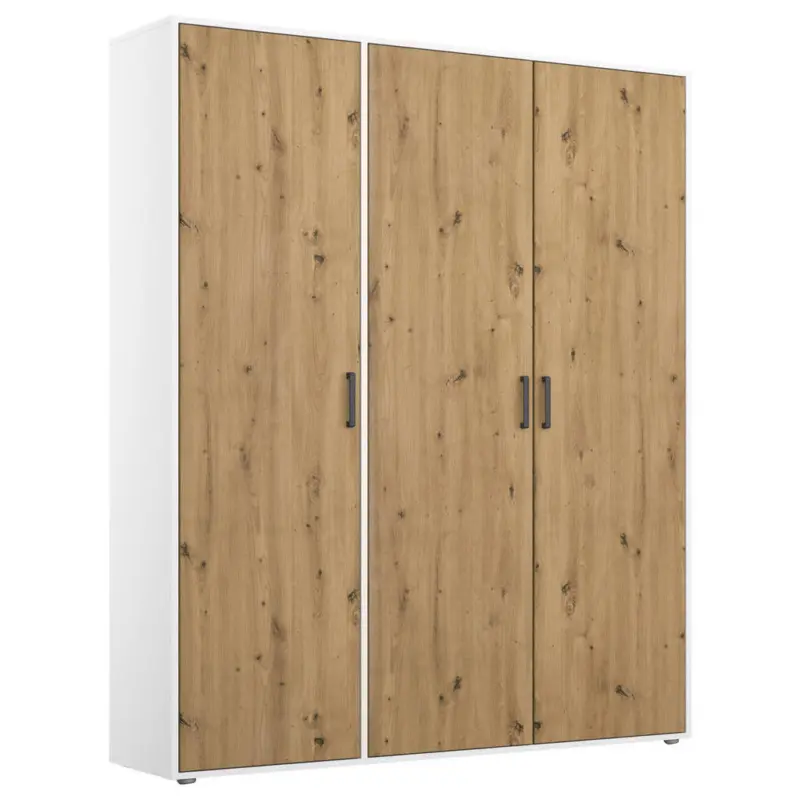 Dreht&uuml;renschrank in Wei&szlig;, Eiche Artisan