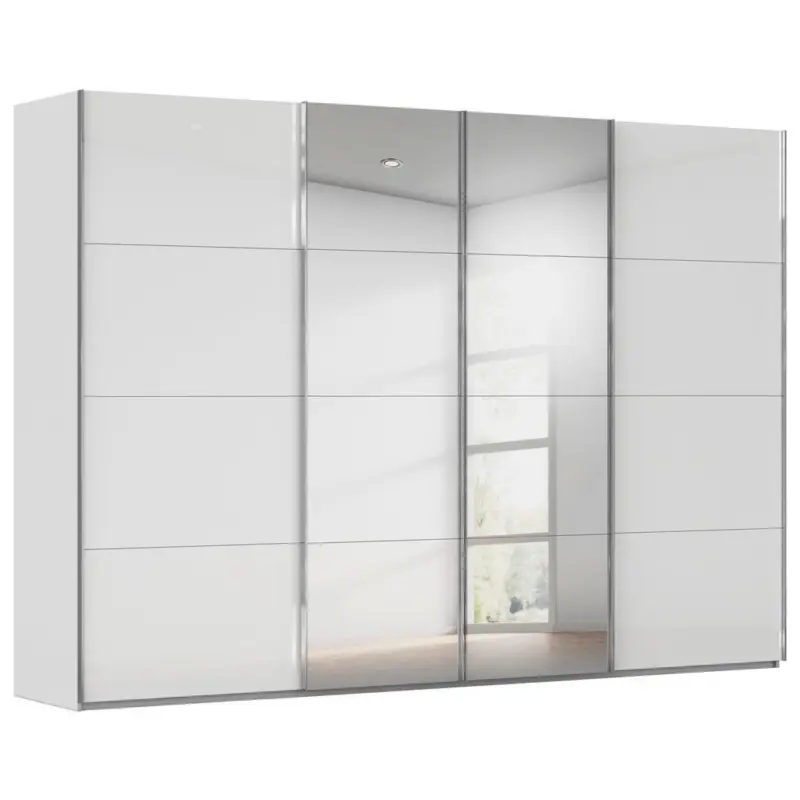 Schwebet&uuml;renschrank in Wei&szlig;, Seidengrau