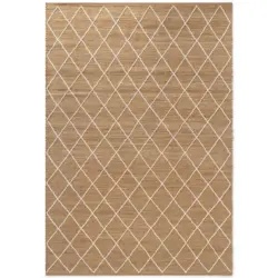 Flachwebeteppich 120/180 cm Kunu Wei&szlig;, Sandfarben