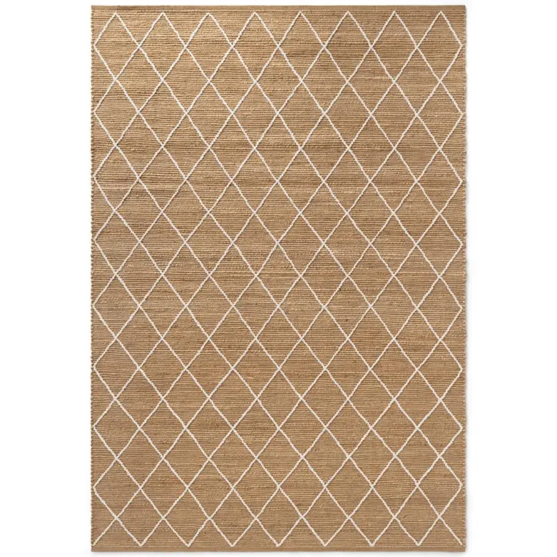 Flachwebeteppich 120/180 cm Kunu Wei&szlig;, Sandfarben