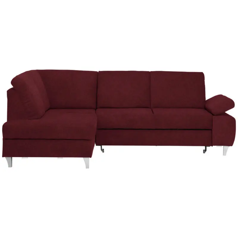 Ecksofa in Flachgewebe Rot 186/255 cm