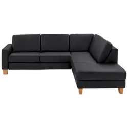 Ecksofa Valdera in Echtleder Anthrazit 257/235 cm