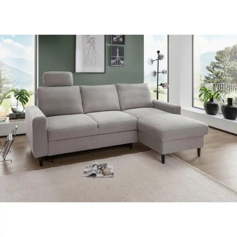 Eckschlafsofa Passione in Chenille Grau
