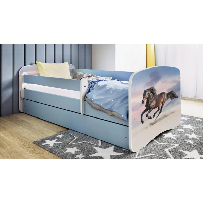 Kinder-/Juniorbett 80/160 cm in Blau, Wei&szlig;