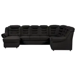 Wohnlandschaft in Lederlook Schwarz