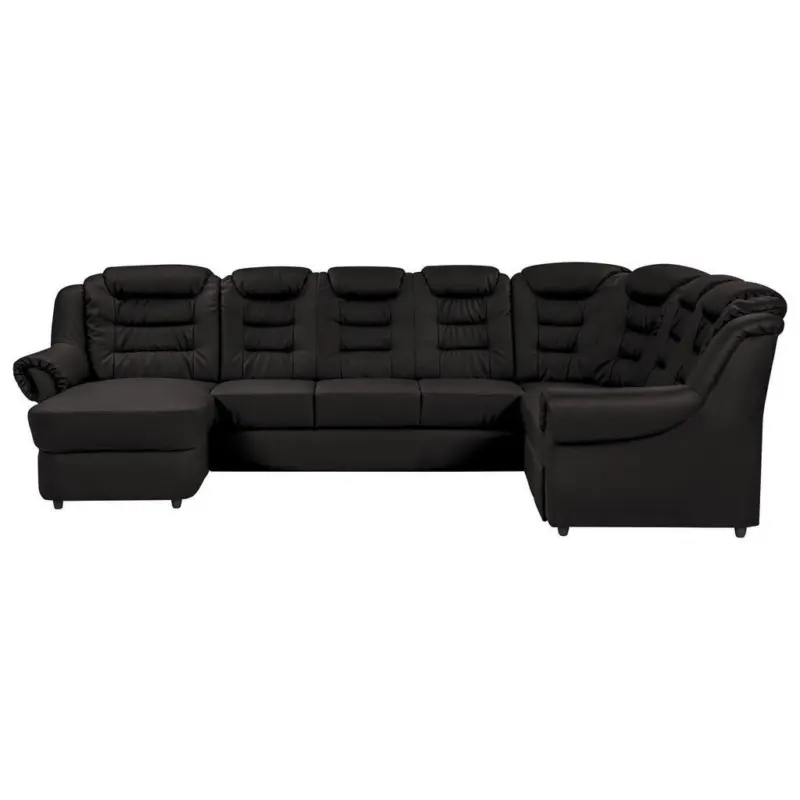 Wohnlandschaft in Lederlook Schwarz