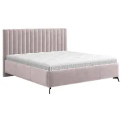 Polsterbett gepolstertes Kopfteil, Lattenrost, Bettkasten Altrosa 140/200 cm