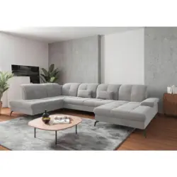 Wohnlandschaft in Flachgewebe Silberfarben