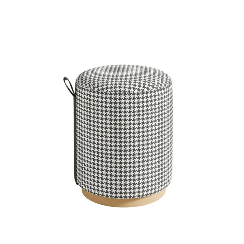 Hocker in Textil Schwarz, Wei&szlig;