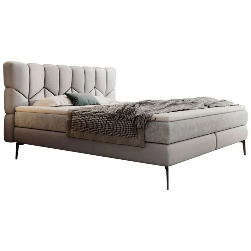 Boxspringbett 160/200 cm in Hellgrau