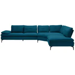Ecksofa in Flachgewebe Dunkelblau 344/271 cm