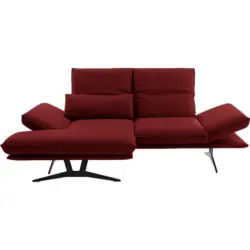 Ecksofa in Echtleder Rot 130/210 cm