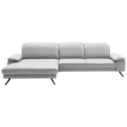Ecksofa Dieter Knoll in Echtleder Wei&szlig; 193/332 cm