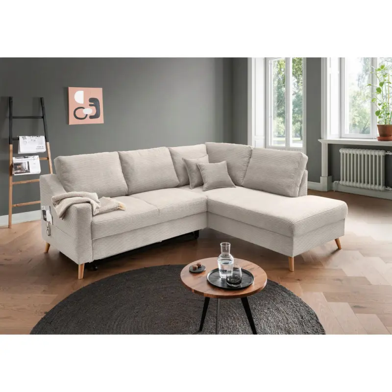 Ecksofa Valentina in Cord Beige