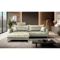 Ecksofa in Velours Creme 196/264 cm