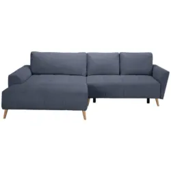 Ecksofa in Webstoff Blaugrau