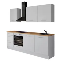 K&uuml;chenleerblock 230 cm in Wei&szlig;