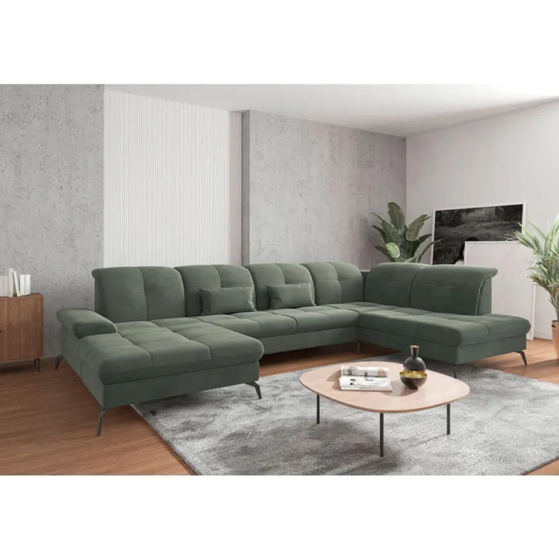 Wohnlandschaft in Flachgewebe Gr&uuml;n