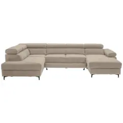 Wohnlandschaft Combo in Flachgewebe Schlammfarben