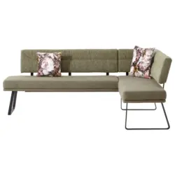 Eckbank 225/169 cm in Schwarz, Olivgr&uuml;n