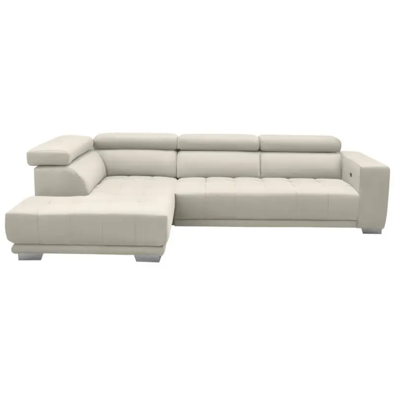 Ecksofa in Mikrofaser Wei&szlig; 207/301 cm