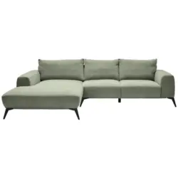 Ecksofa in Webstoff Olivgr&uuml;n 187/298 cm