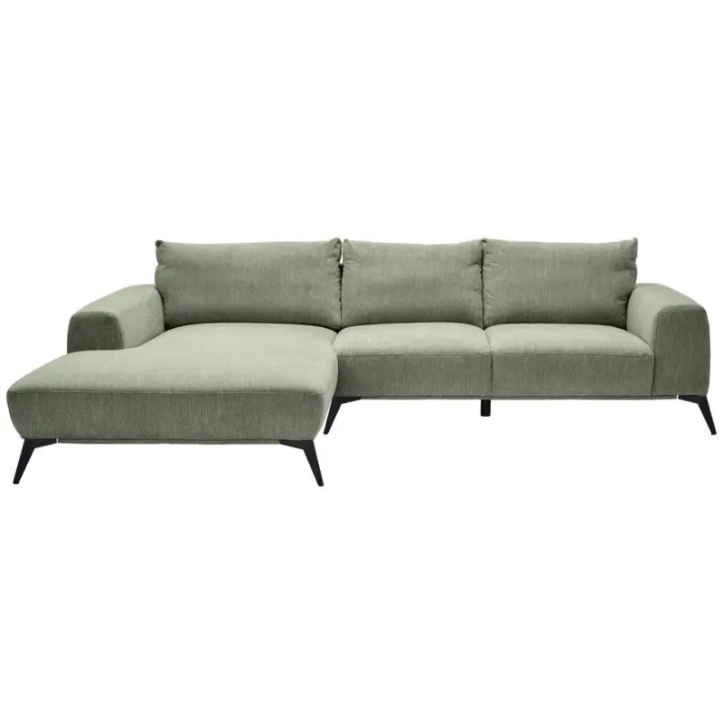 Ecksofa in Webstoff Olivgr&uuml;n 187/298 cm