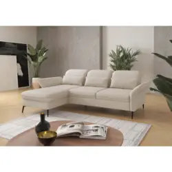 Ecksofa in Flachgewebe Creme 198/264 cm