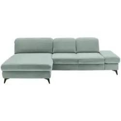 Ecksofa in Chenille Mintgr&uuml;n 198/288 cm