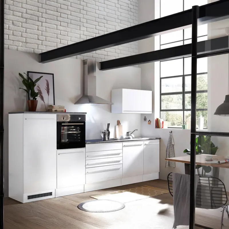 K&uuml;chenleerblock 320 cm in Anthrazit, Wei&szlig;