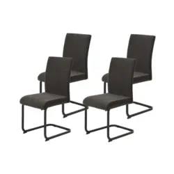 Schwingstuhl-Set 4 St&uuml;ck ergonomische R&uuml;ckenlehne Flachgewebe