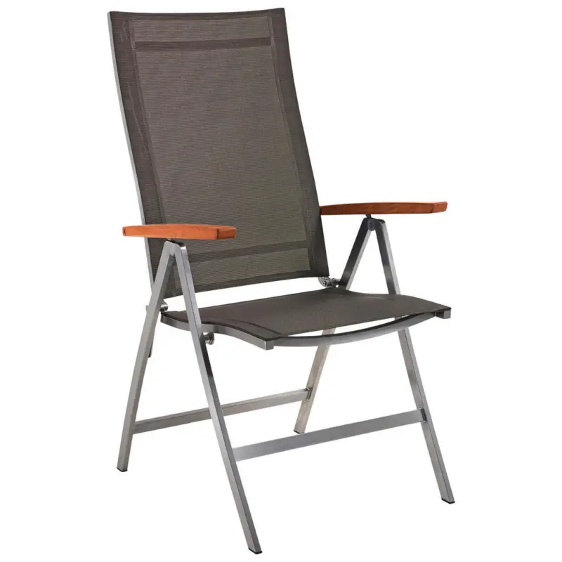 Gartenklappsessel in Metall, Textil Silberfarben, Taupe
