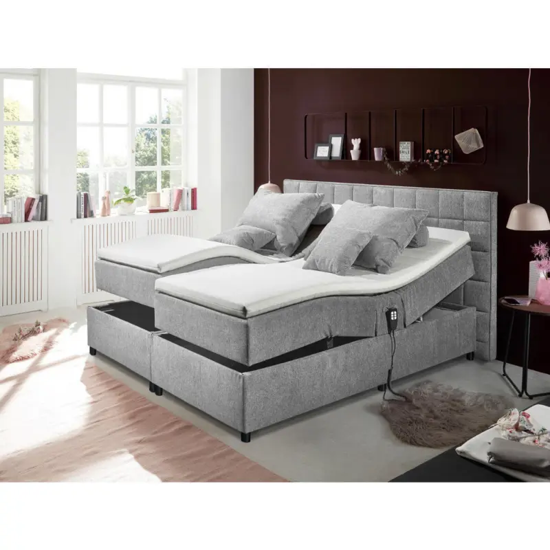 Boxspringbett 180/200 cm in Hellgrau