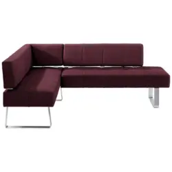 Eckbank 165/227 cm in Edelstahlfarben, Bordeaux