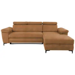 Ecksofa in Velours Bernsteinfarben 258/176 cm