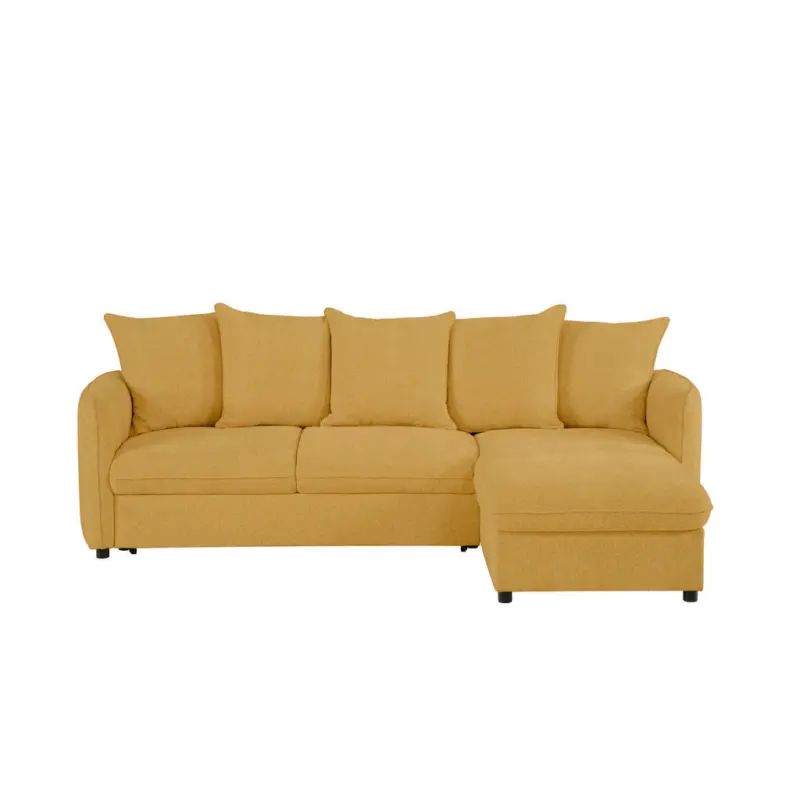 Ecksofa in Chenille Senfgelb 254/160 cm