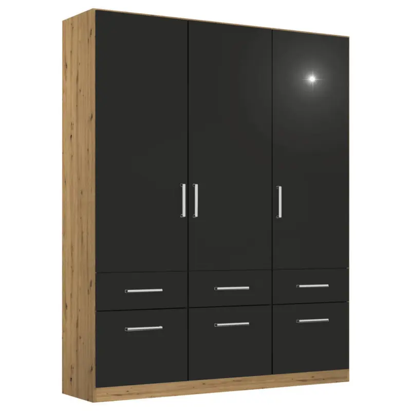 Dreht&uuml;renschrank in Grau, Eiche Artisan