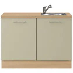 Sp&uuml;lenunterschrank 120/91,8/58 cm in Eichefarben, Salbeigr&uuml;n