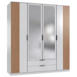 Kleiderschrank in Wei&szlig;, Eiche Artisan