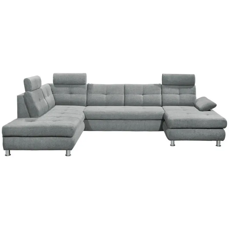 Wohnlandschaft in Webstoff Hellgrau