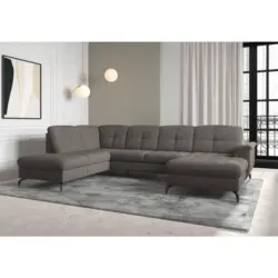 Wohnlandschaft Zora E in Flachgewebe Graphitfarben