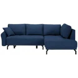 Ecksofa in Webstoff Dunkelblau 250/191 cm