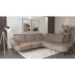 Ecksofa Dance E in Chenille Cappuccino 302/270 cm