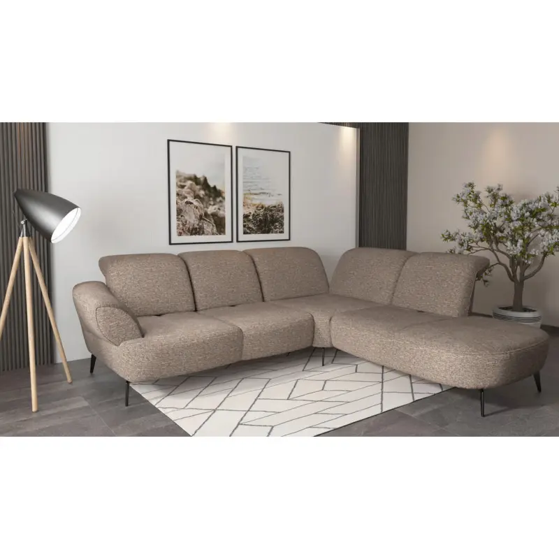 Ecksofa Dance E in Chenille Cappuccino 302/270 cm