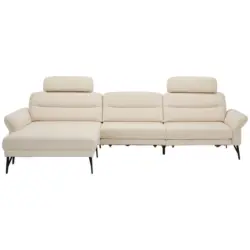 Ecksofa in Flachgewebe Creme 195/328 cm