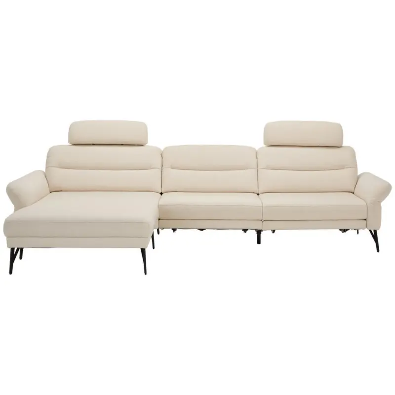 Ecksofa in Flachgewebe Creme 195/328 cm