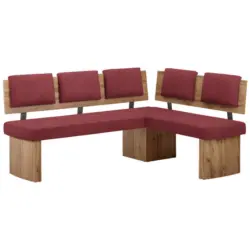 Eckbank 165/125 cm in Rot, Eichefarben